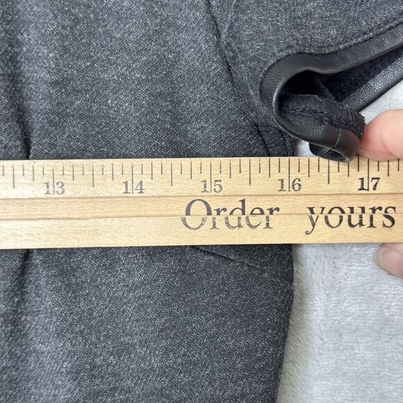 Ann Taylor Dress Womens 6 Gray Short Sleeve Faux Leather Trim Fit Flare Work - Picture 10 of 13